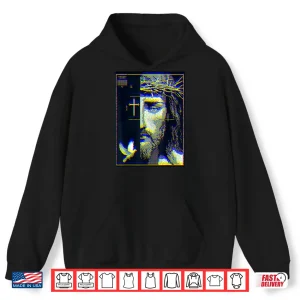 Hoodie Jesus Christ Glitch Dove Crucifix Streetwear Shirt