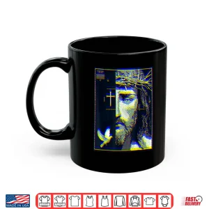 Mug Jesus Christ Glitch Dove Crucifix Streetwear Shirt