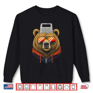 Sweatshirt Funny Retro Bear With A Grater Hat Cheese Grater Hat Foam Shirt