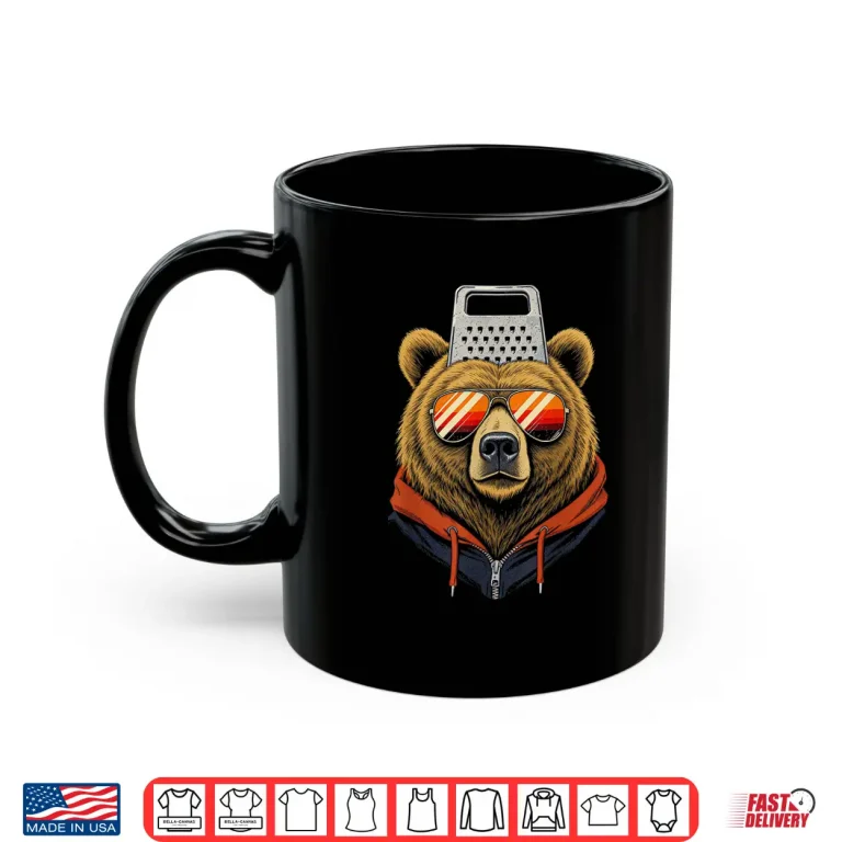 Mug Funny Retro Bear With A Grater Hat Cheese Grater Hat Foam Shirt