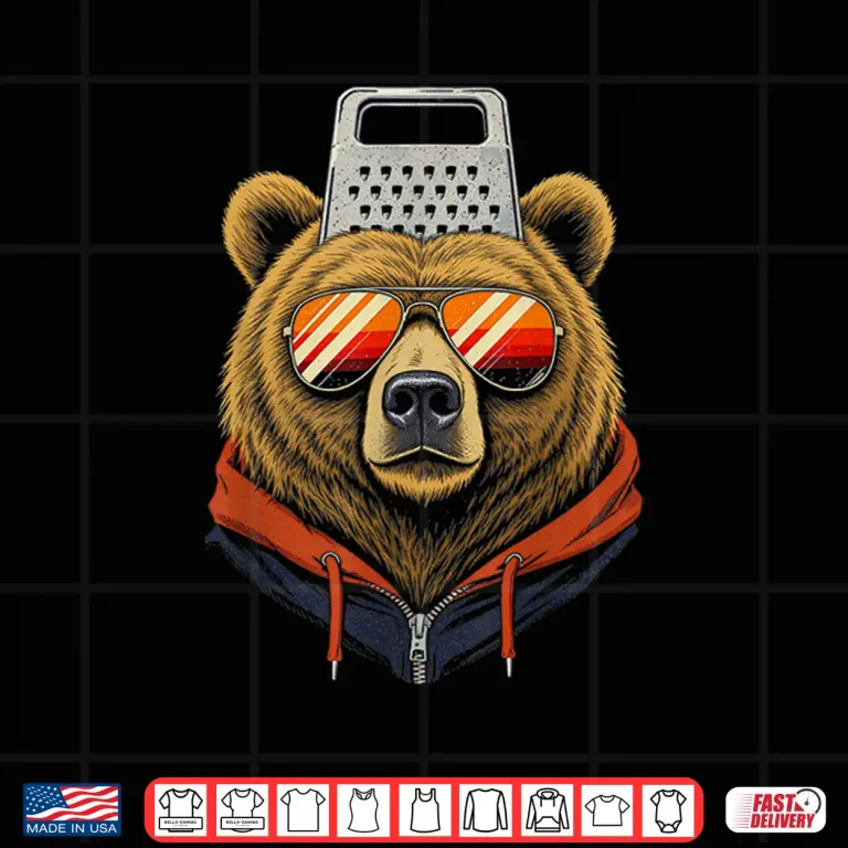 Design Funny Retro Bear With A Grater Hat Cheese Grater Hat Foam Shirt
