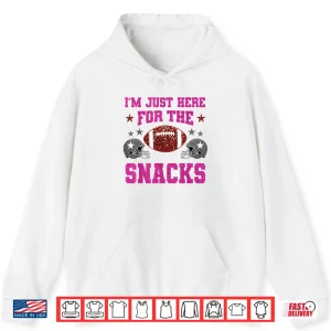 Hoodie Just Here For The Snacks American Football Funny Women Kids Shirt