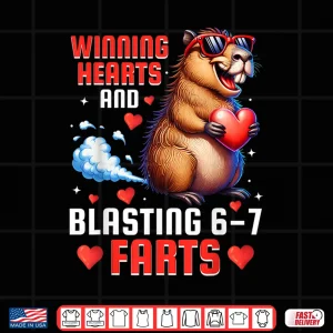 Design Winning Hearts 67 Meme Capybara Kids Boys ValentineS Day Shirt