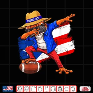 Design Puerto Rico Coqui Frog Dabbing Football Boricua Flag Funny Shirt