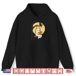 Hoodie Cute Ghost Reading Halloween Book Lovers Librarians Teachers Shirt