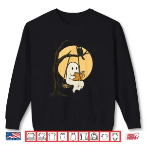 Sweatshirt Cute Ghost Reading Halloween Book Lovers Librarians Teachers Shirt