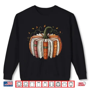 Sweatshirt Fall Book Pumpkin Halloween Reading Book Lovers Teacher Kids Shirt