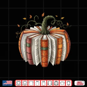 Design Fall Book Pumpkin Halloween Reading Book Lovers Teacher Kids Shirt