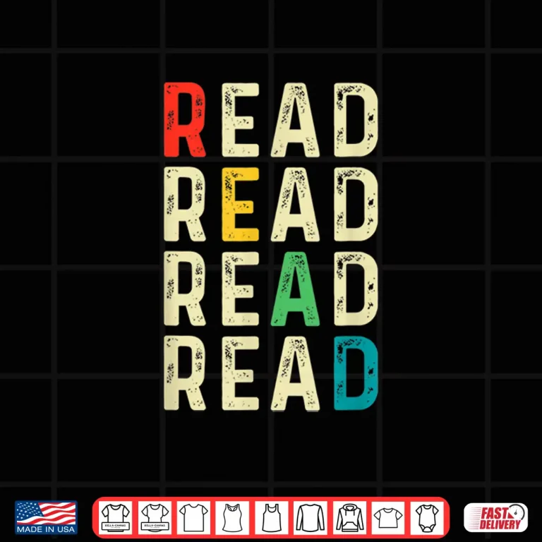 Design Read Read Read Book Lovers Librarian Reading Vintage Style Shirt