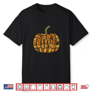 Vintage Book Pumpkin Librarians Bookworm Teacher Autumn Fall Shirt