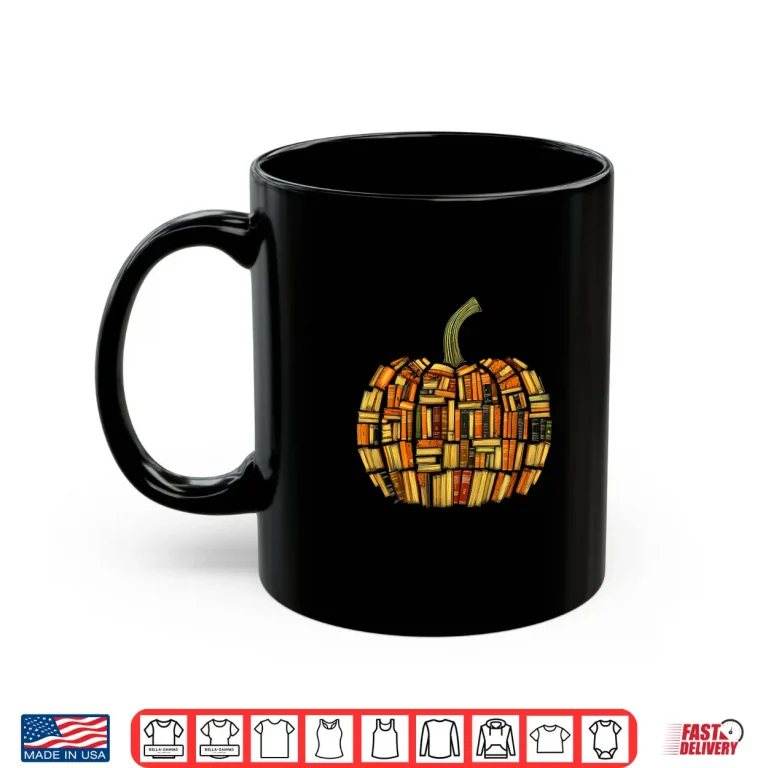 Mug Vintage Book Pumpkin Librarians Bookworm Teacher Autumn Fall Shirt
