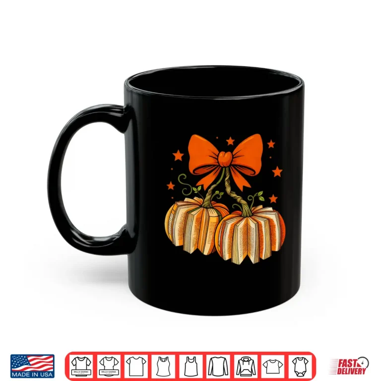 Mug Vintage Coquette Book Pumpkin Cherries Teacher Halloween Shirt