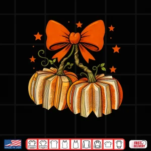 Design Vintage Coquette Book Pumpkin Cherries Teacher Halloween Shirt