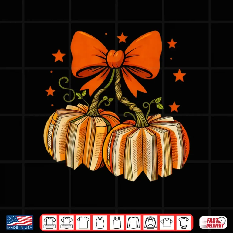 Design Vintage Coquette Book Pumpkin Cherries Teacher Halloween Shirt