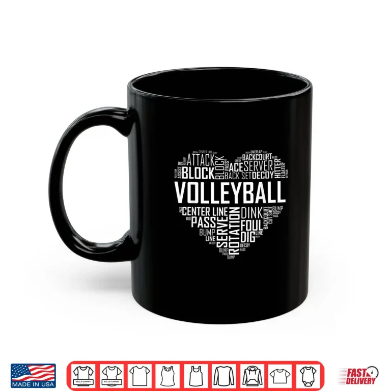 Mug Volleyball Lover Heart Volley Gift For Players And Coaches Shirt