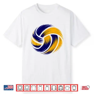 Blue Golden Yellow Volleyball Team Players Coaches And Fans Shirt