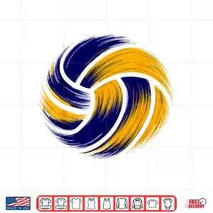 Design Blue Golden Yellow Volleyball Team Players Coaches And Fans Shirt