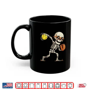 Mug Skeleton Throwing Softball Halloween Sports Players Costume Shirt