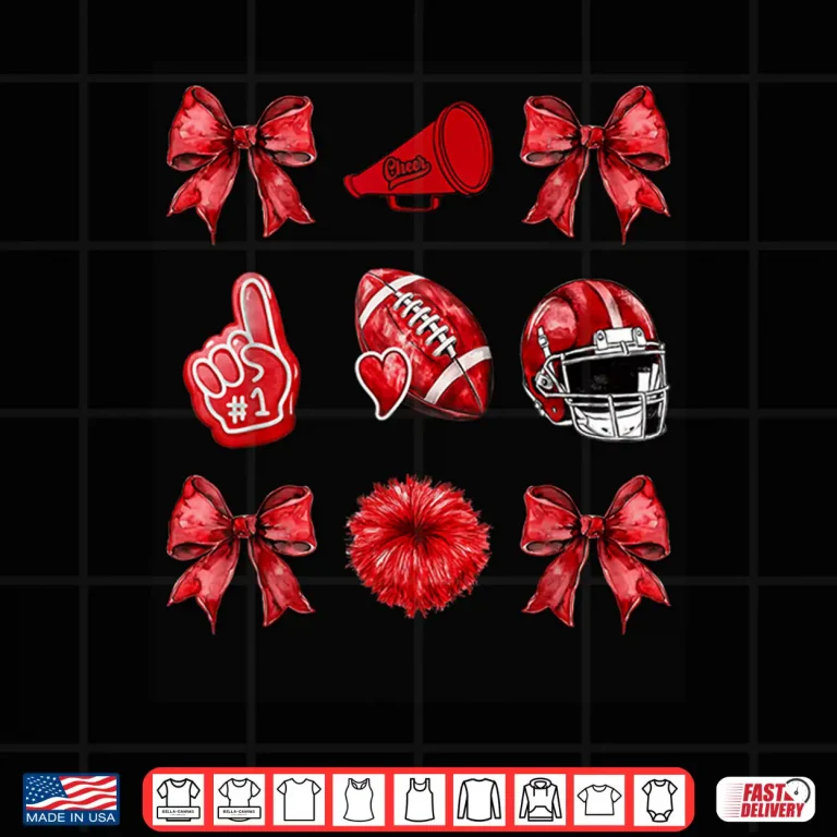 Design Cute Coquette Bow Game Day American Football Player Coaches Shirt