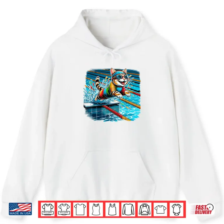 Hoodie Funny Cat Swimmer Swimming Swim Coach Swimmer Cat Lover Shirt
