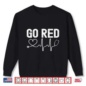 Sweatshirt Go Red For Women American Heart Disease Month Awareness Shirt
