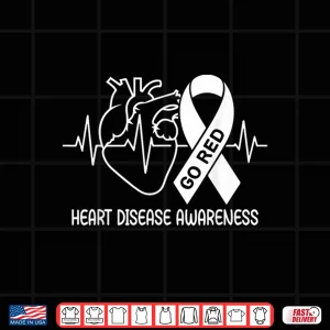 Design Go Red Heart Disease Awareness February Red Ribbon Month Shirt