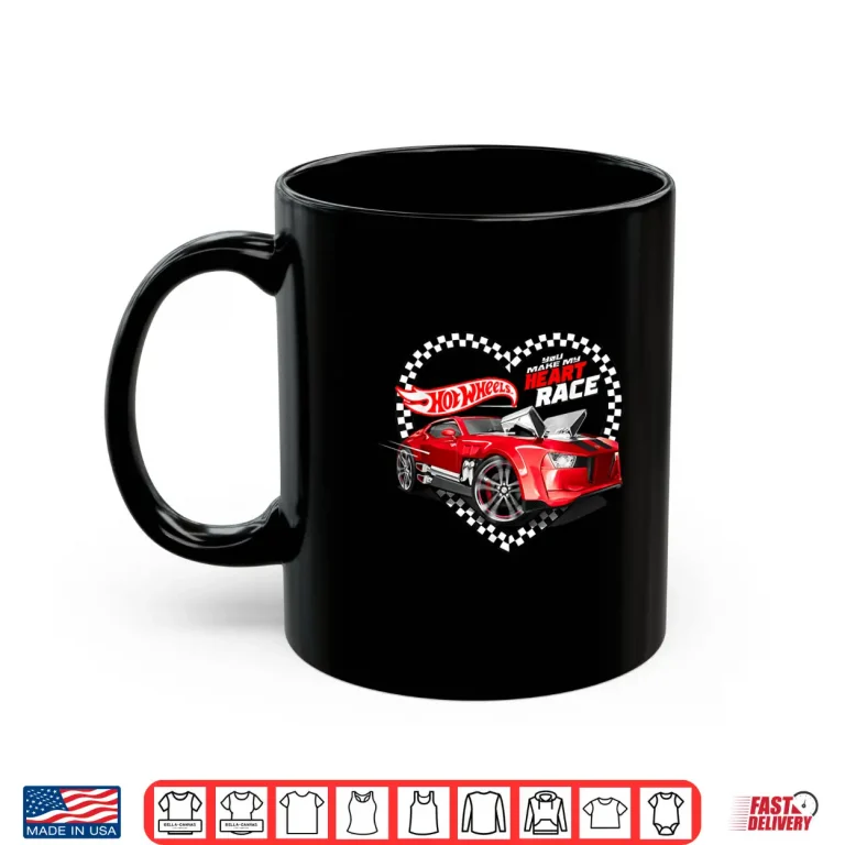 Mug Hot Wheels ValentineS Day You Make My Heart Race Flag Shirt