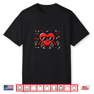 Valentines Day Gym Heart Dumbbells Workout Women Men Kids Shirt