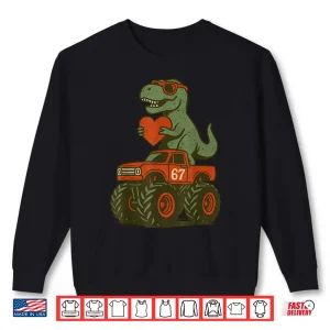 Sweatshirt Valentines Day Trex Dinosaur Dino Riding Truck Retro Vintage Shirt