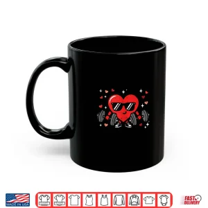 Mug Valentines Day Gym Heart Dumbbells Workout Women Men Kids Shirt