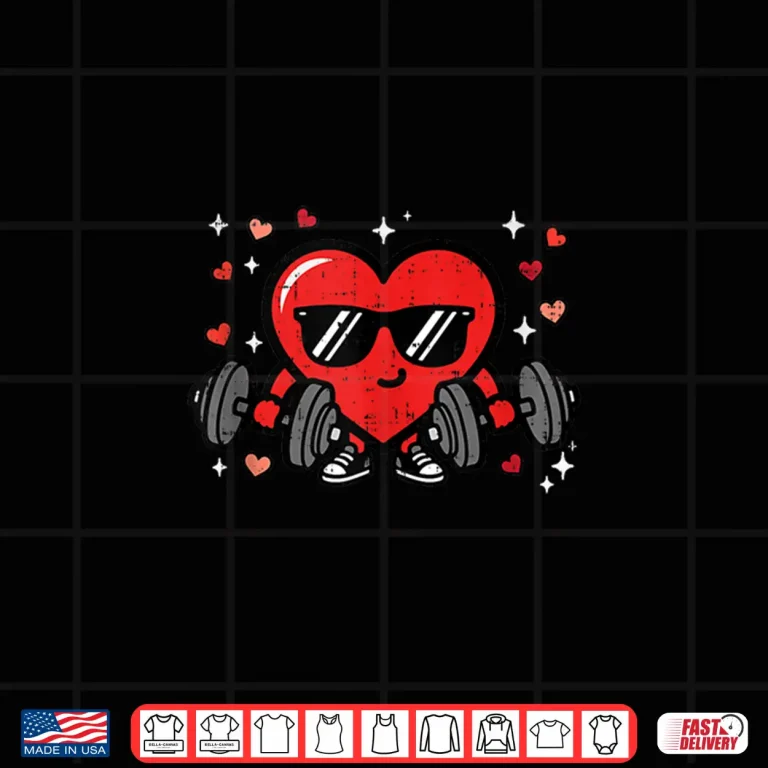 Design Valentines Day Gym Heart Dumbbells Workout Women Men Kids Shirt