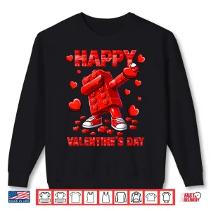 Sweatshirt Dabbing Building Blocks Brick Valentines Day Heart Kids Boys Shirt
