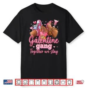 Galentine Gang Black Women High Heels Sneakers Nails Graphic Shirt