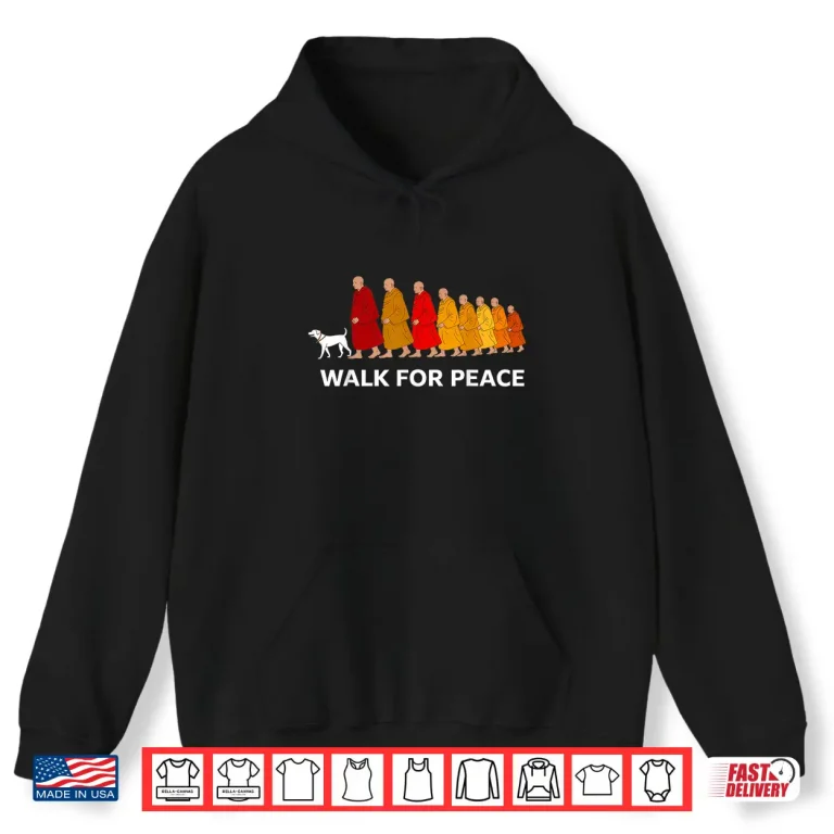 Hoodie Retro Walk For Peace Monks With Aloka Dog Shirt