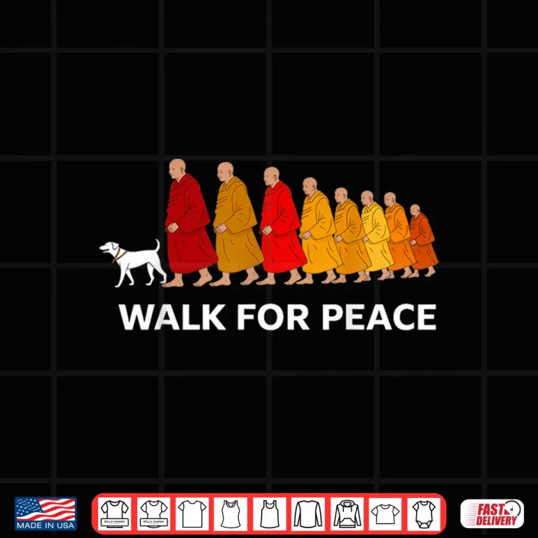 Design Retro Walk For Peace Monks With Aloka Dog Shirt
