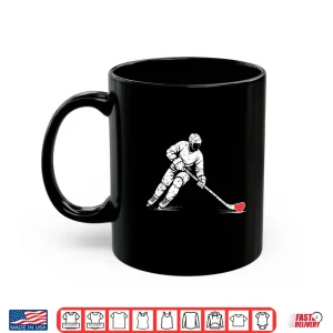Mug Valentines Day Ice Hockey Silhouette Heart Love Men Boys Shirt