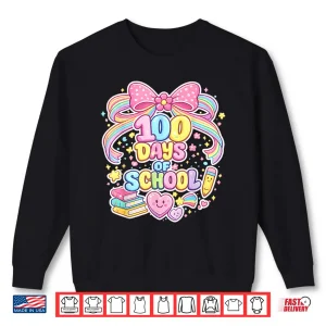 Sweatshirt 100Th Day Of School 100 Days Teacher Coquette Bow Girl Shirt