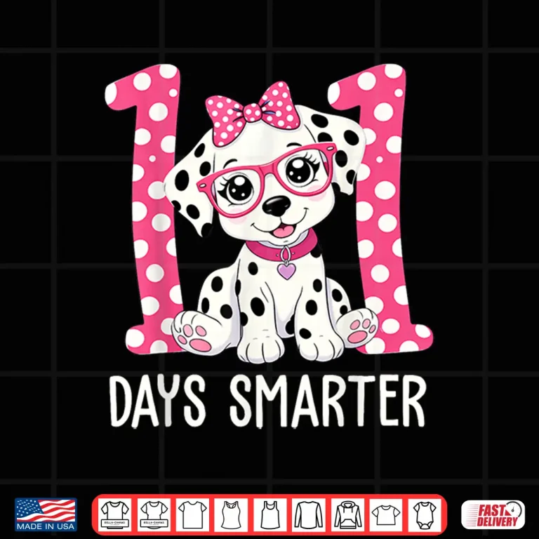 Design 100 Days Smarter Dalmatian Dog 100 Days Of School Girls Kids Shirt