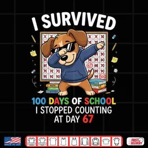 Design 100 Days Of School 67 Humor Dabbing Dog Students Teachers Shirt