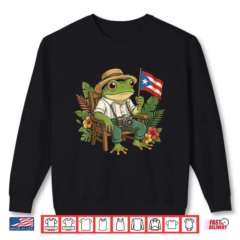Sweatshirt Coqui Frog Puerto Rico Flag Taino Boricua Hispanic Palm Shirt