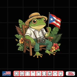 Design Coqui Frog Puerto Rico Flag Taino Boricua Hispanic Palm Shirt