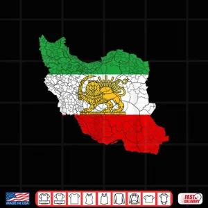 Design Iran Map With Lion And Sun Emblem Vintage Persian Heritage Shirt