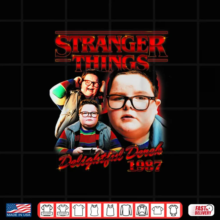 Design Stranger Things Delightful Derek 1987 Collage Montage Style Shirt
