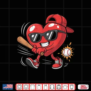 Design Valentines Day Heart Playing Baseball Boys Men Kids Girls Shirt