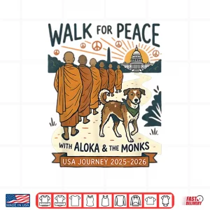 Design Walk For Peace Monks Dog Usa Journey 2025 2026 Vintage Zen Shirt