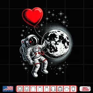 Design Space Astronaut Heart Balloon ValentineS Day Valentine Shirt
