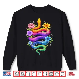 Sweatshirt Colorful Floral Snake Flowers Rainbow Women Girls Kids Shirt