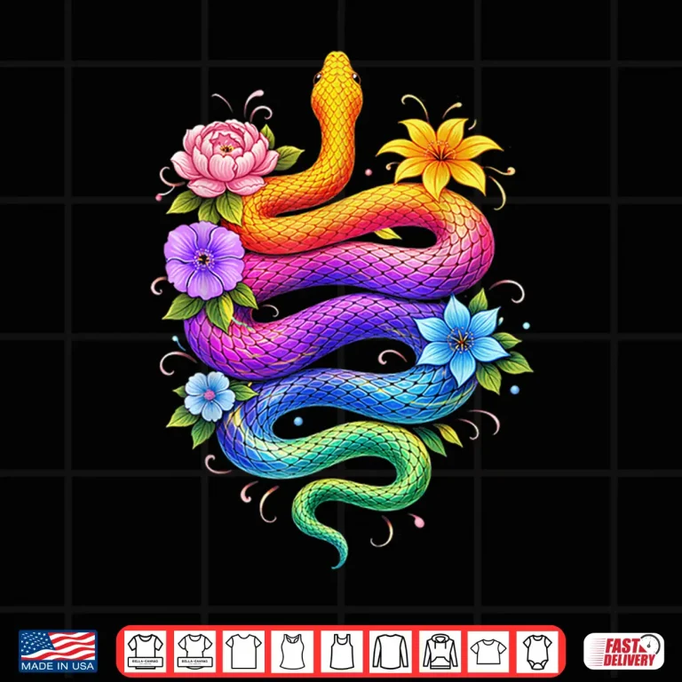 Design Colorful Floral Snake Flowers Rainbow Women Girls Kids Shirt