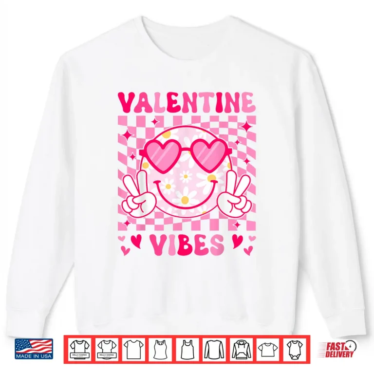 Sweatshirt Groovy Valentine Vibes Women Teens Girls Kid Flower Shirt