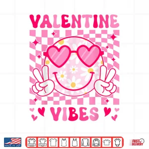 Design Groovy Valentine Vibes Women Teens Girls Kid Flower Shirt